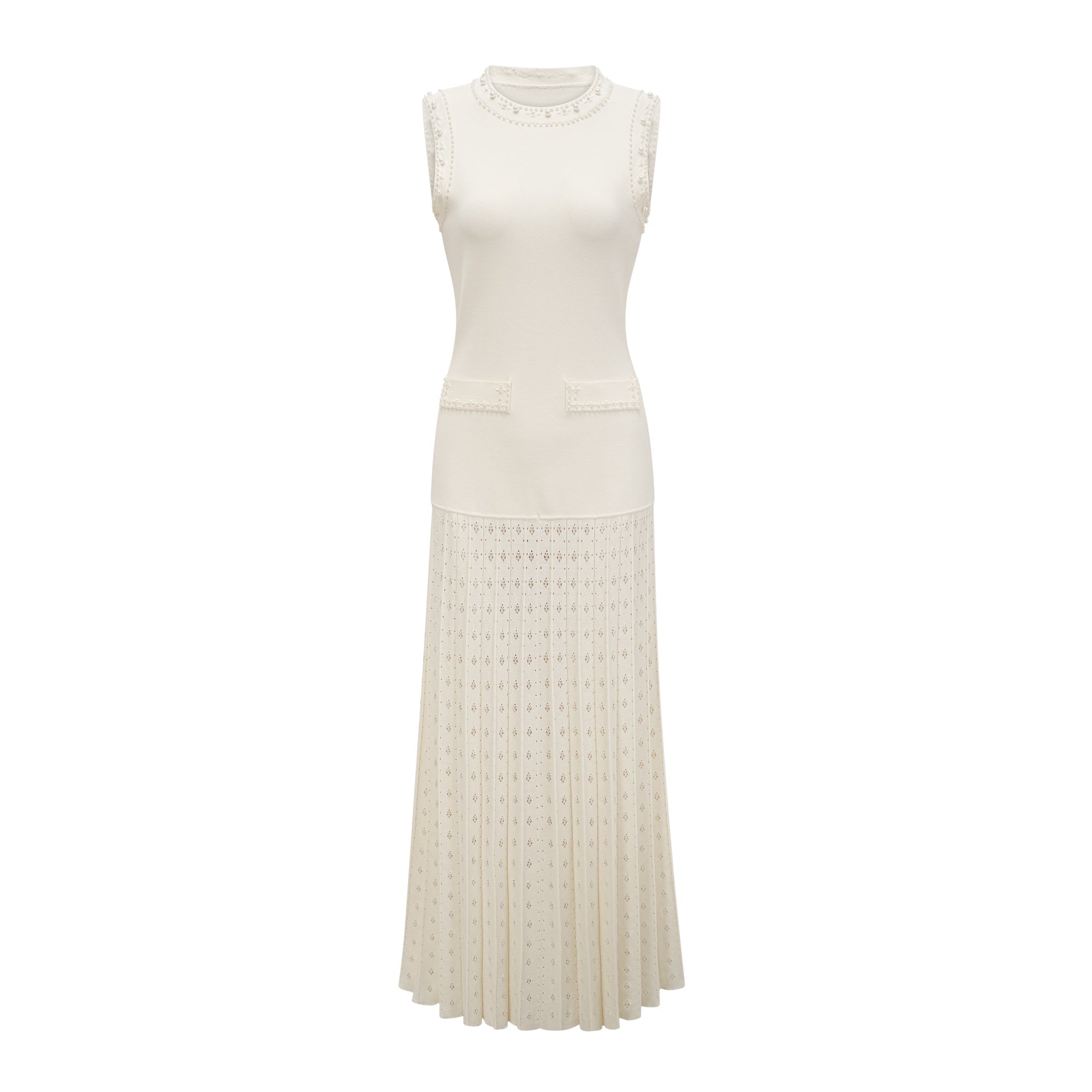 Elegantes Plissee-Strickkleid Damen – Ärmellos & Minimalistisch