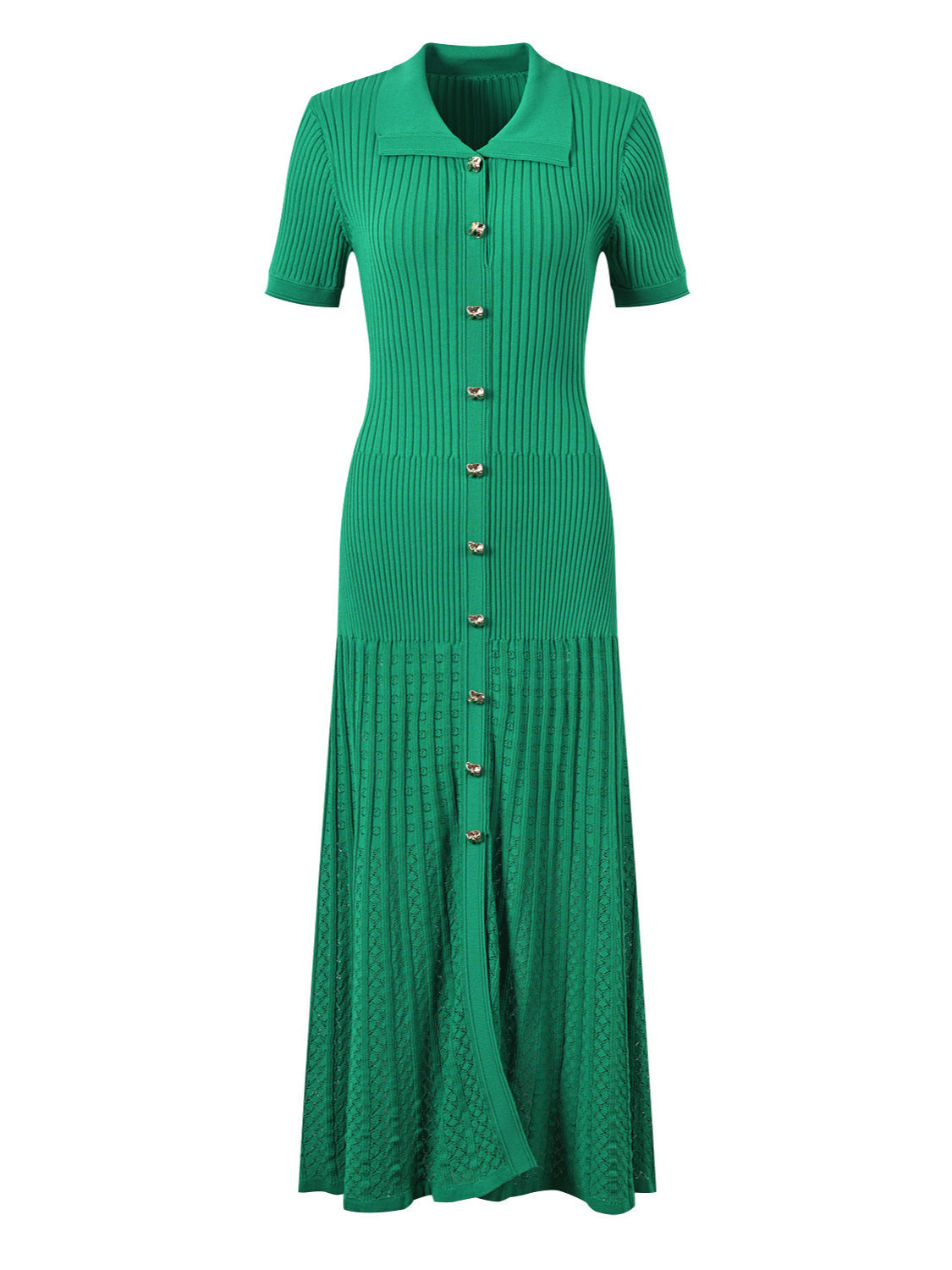 Elegantes Strickkleid Damen – Figurbetontes Kleid mit Knopfleiste