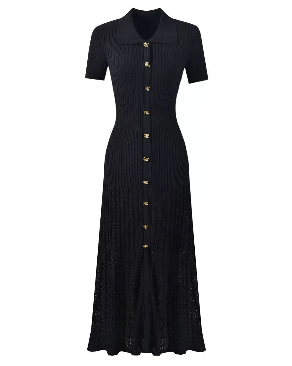 Elegantes Strickkleid Damen – Figurbetontes Kleid mit Knopfleiste