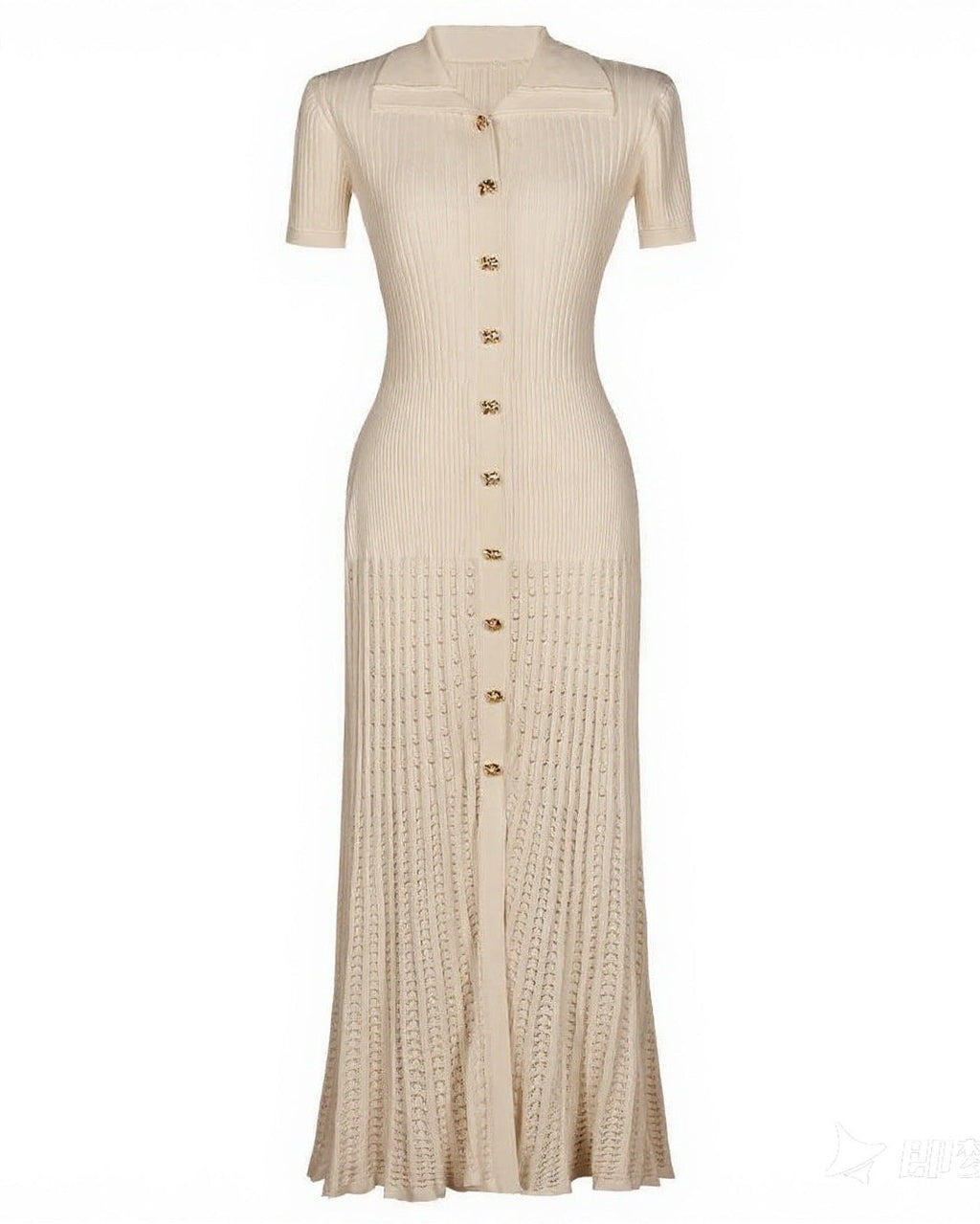 Elegantes Strickkleid Damen – Figurbetontes Kleid mit Knopfleiste